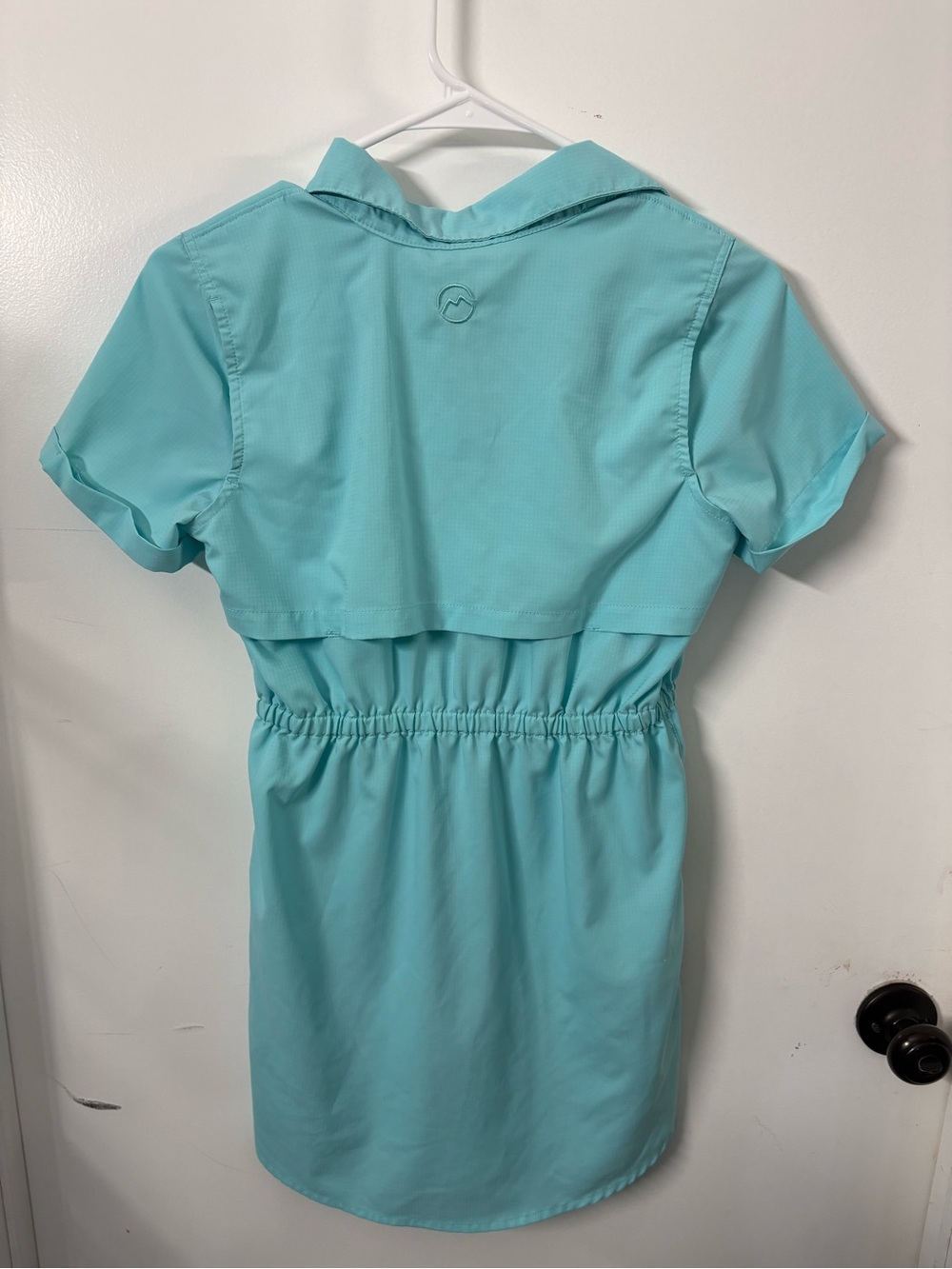Magellan Outdoors Aqua Drawstring Shirt Dress with Chest Pockets - Picture 2 of 7